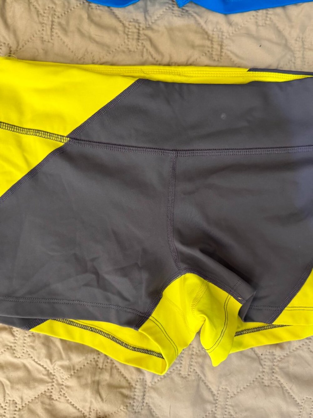 Medium yellow and grey rabbit racing spandex shorts